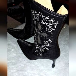 Black Round Toe Mantarraya Exotic Leather Women's Western Cowboy Boots Size5 1/2